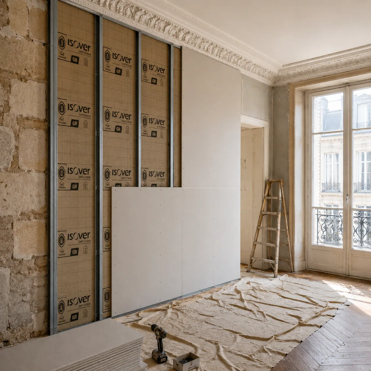 Chantier de Sophie L. — Doublage extension · 32 m²